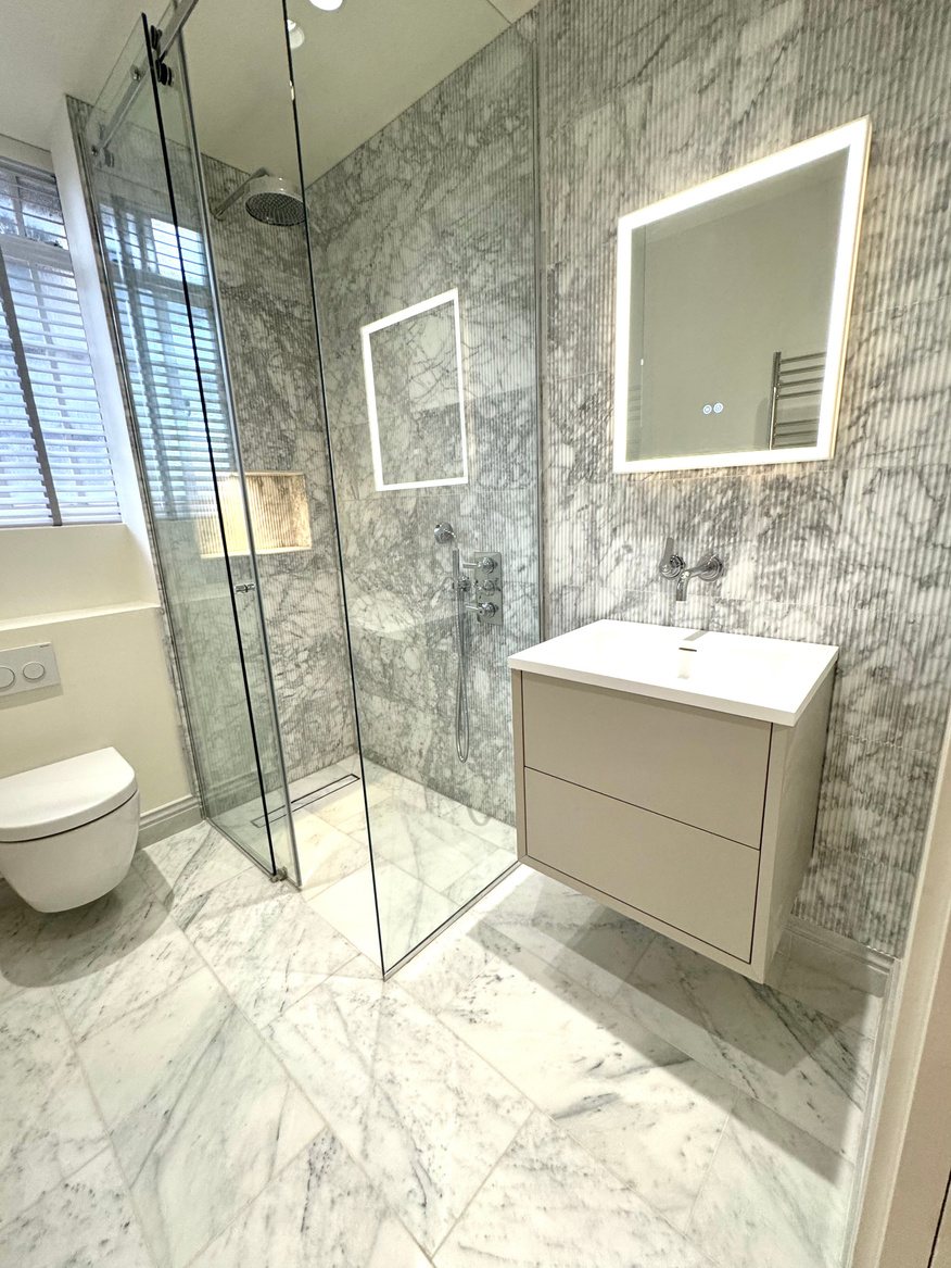 Fully marble-lined shower room