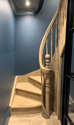 Bespoke timber spiral staircase in a listed Belsize Park home